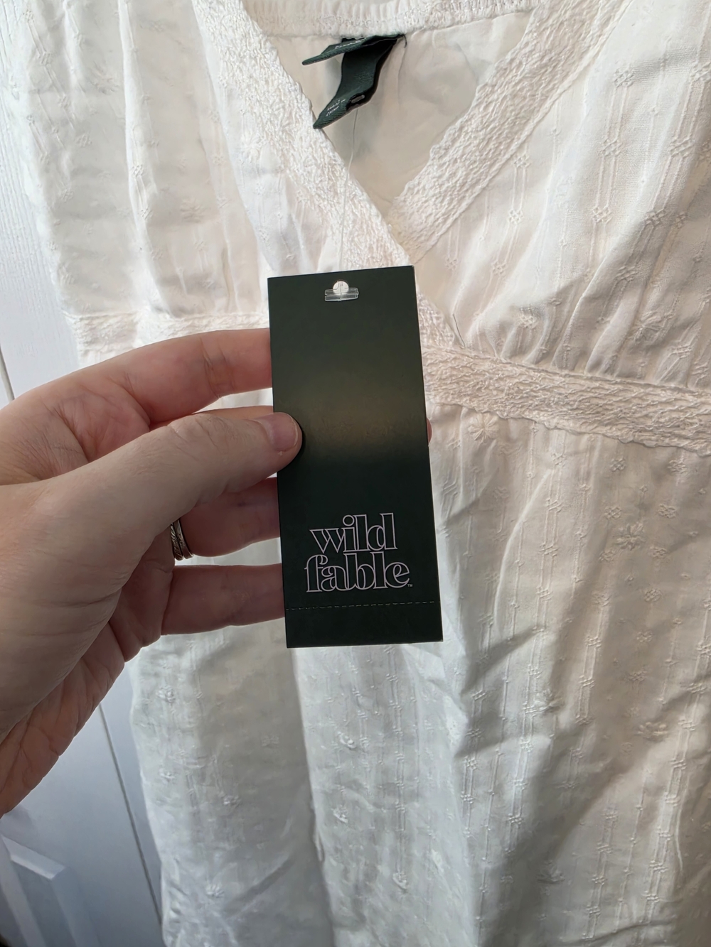 wild fable White Eyelet Cotton Embroidered A-line Mini Dress Size Large NWT - Picture 7 of 9
